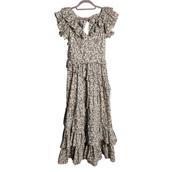 En Saison Gianna Floral Print Cotton Ruffle Maxi Dress Small Medium Cottagecore - Picture 3 of 16